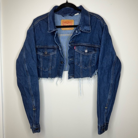 Levi's Blue Cropped Jean Jacket - Picture 1 of 6